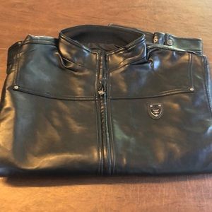 Men’s Black faux leather Moto Jacket XXL